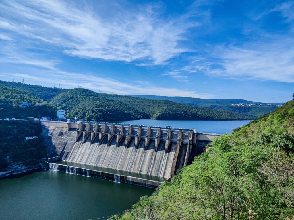 A hydropower dam middle of two hill