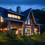 A modern sustainable home with a well-maintained garden