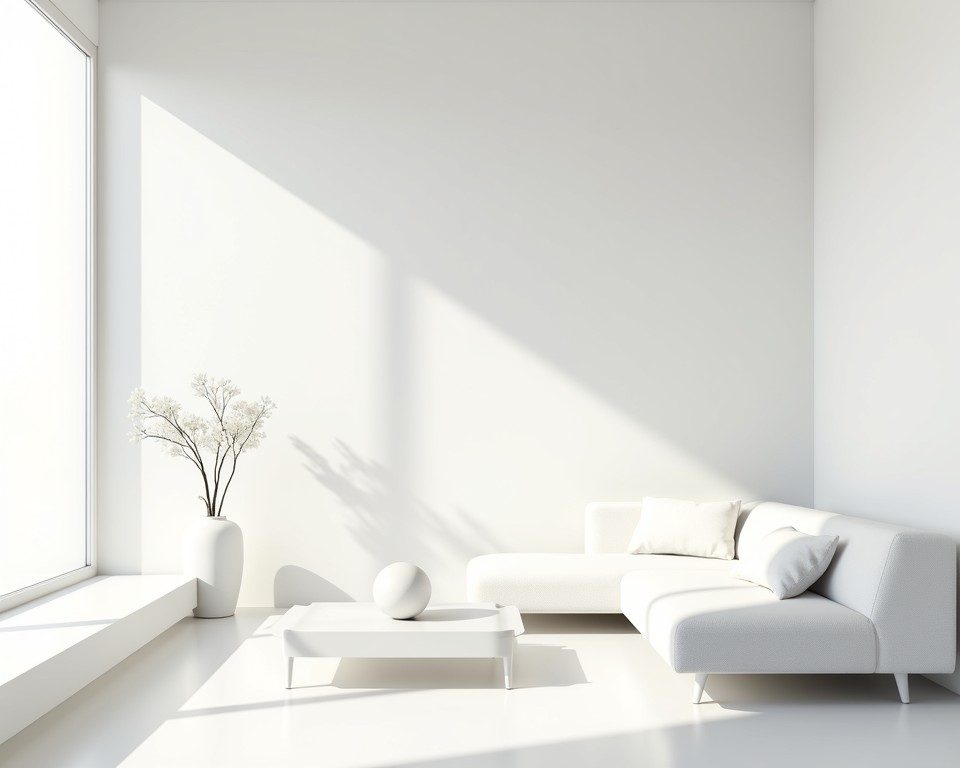 Scandinavian white bedroom with light wood accents and cozy textiles, emphasizing warmth and simplicity.